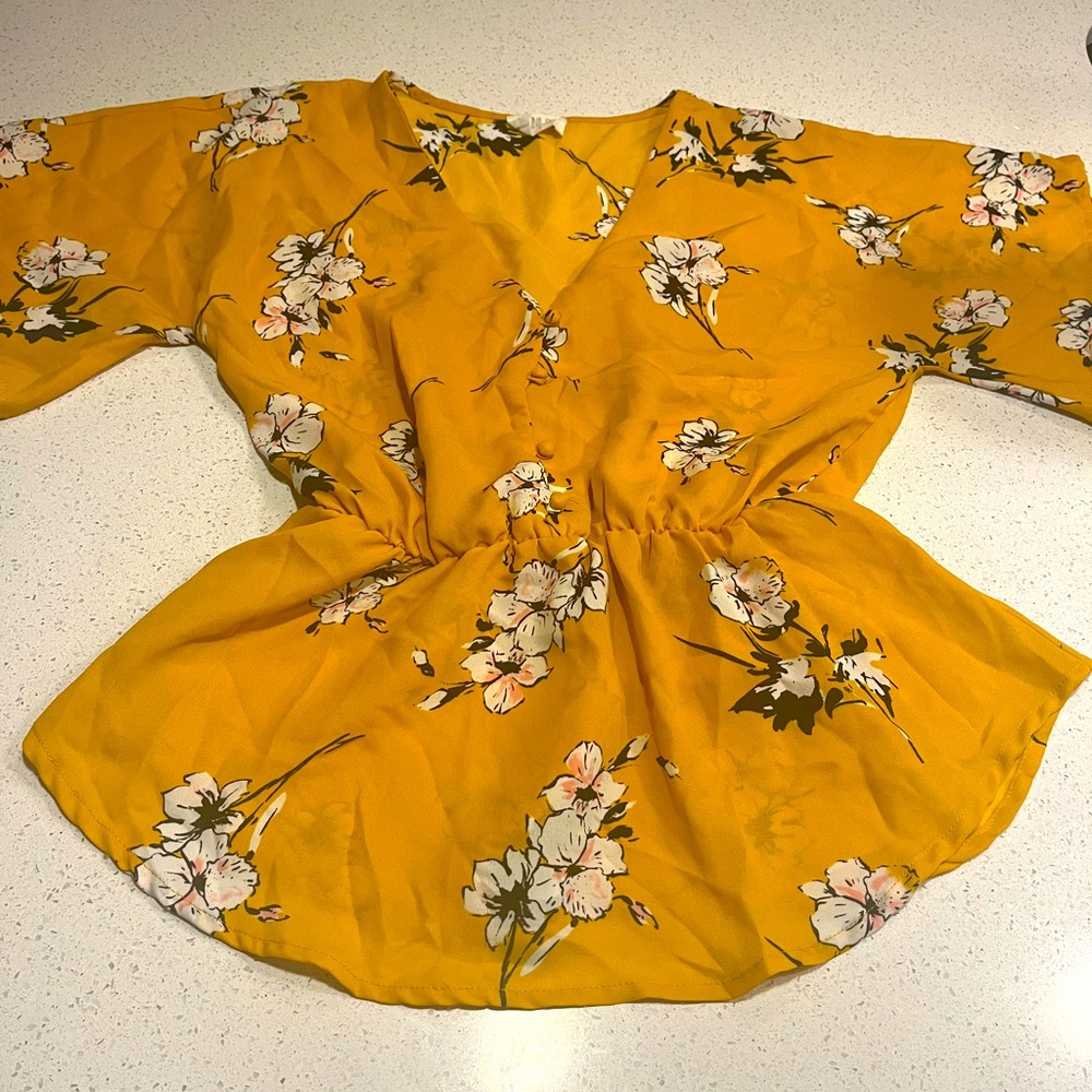 Sienna Sky Yellow Floral 3/4 Sleeve Blouse